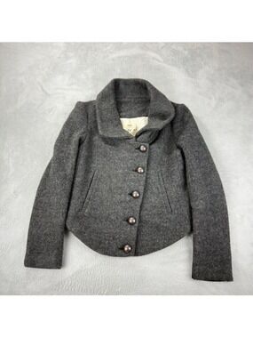 Evisu NWT Women's Size 2 US Wool Blend Cropped Pea Coat Jacket